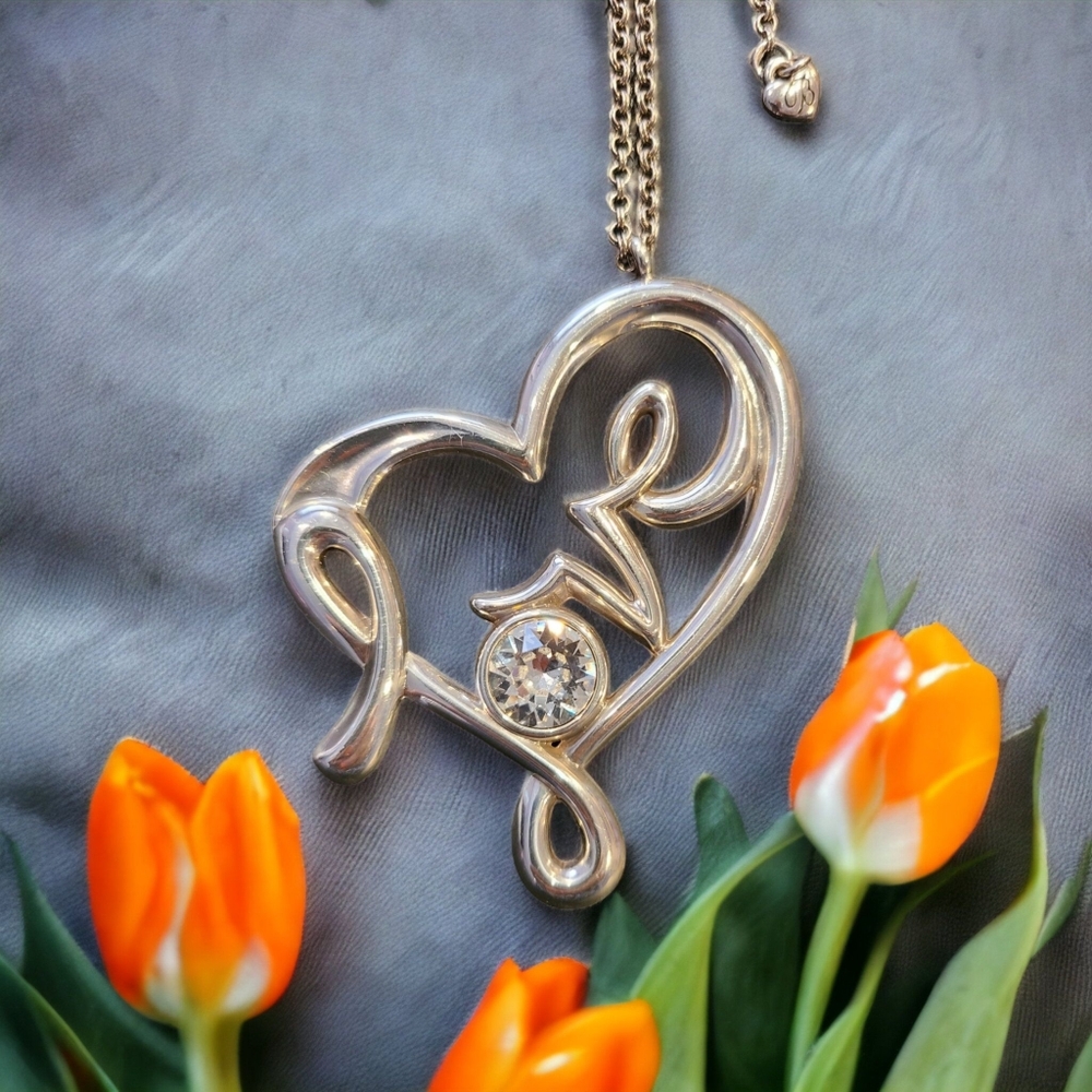 BRIGHTON LOVE Elegant Silver Heart Pendant Necklace
